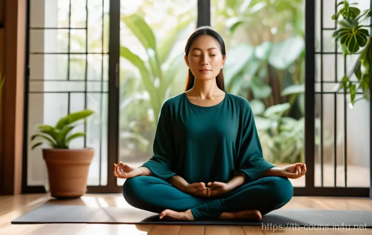 상담심리사의 자기계발 방법 - Image Prompt 1: Serene Self-Care and Mindfulness**