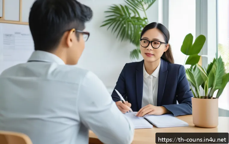 상담심리사 연봉 수준 분석 - A professional Thai psychologist in a modern private clinic setting, wearing business casual attire ...